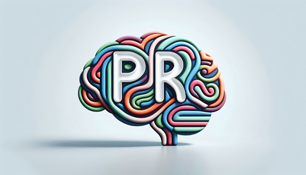 Mozak na kojem piše "PR" na bijeloj pozadini