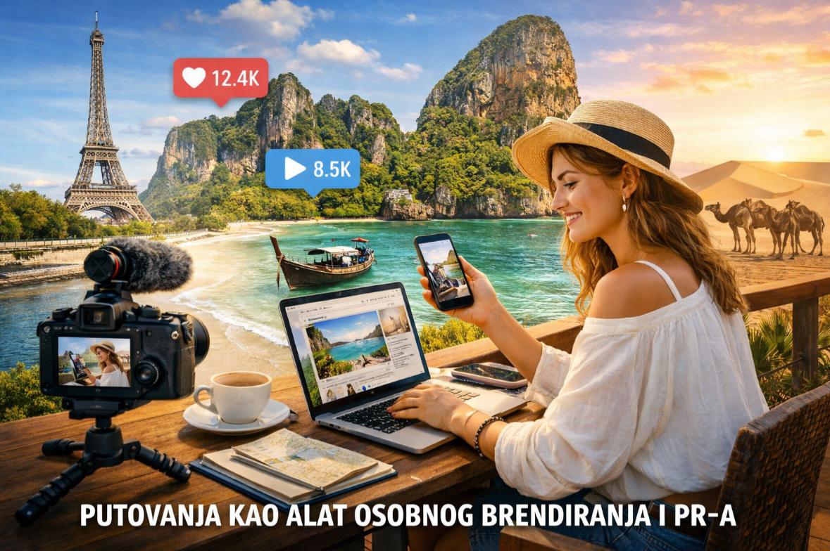 AI generirana slika žene koja koristi umjetnu inteligenciju pri planiranju i istraživanju lokacija za putovanje.