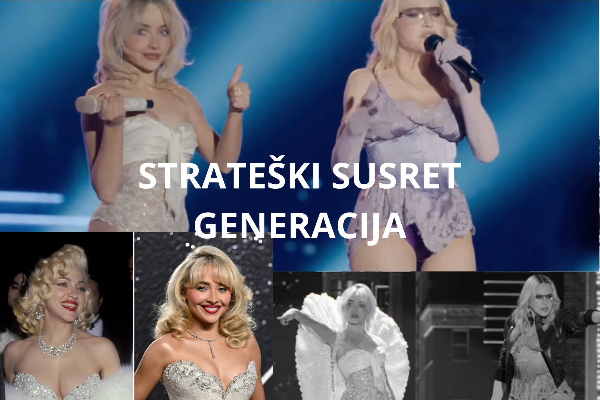 Vizual s nastupima dviju pjevačica uz tekst "Strateški susret generacija" koji prikazuje spoj glazbenih stilova različitih generacija.