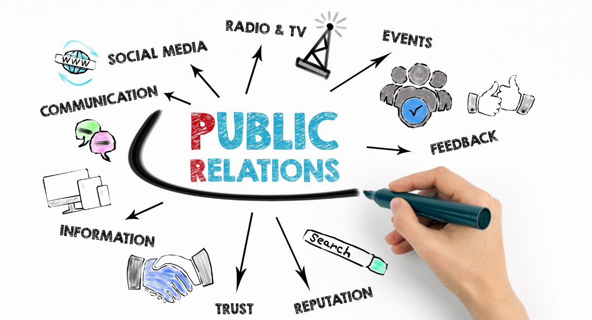 Bijela pozadina sa "public relations"